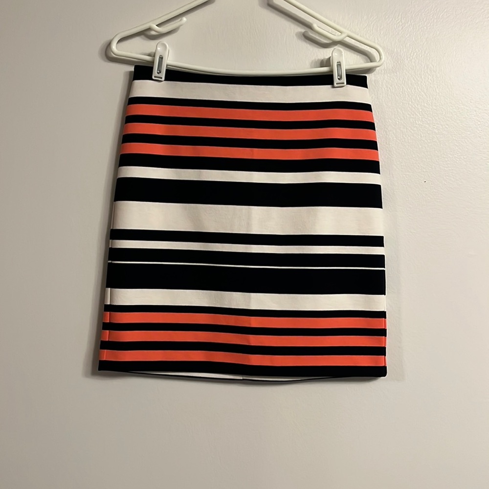 Ann Taylor Factory Stretch Tulip - Navy/Coral/White Color Block Stripe - Size 2P